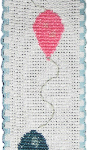 Balloon Bookmark Cross Stich Design Stitched